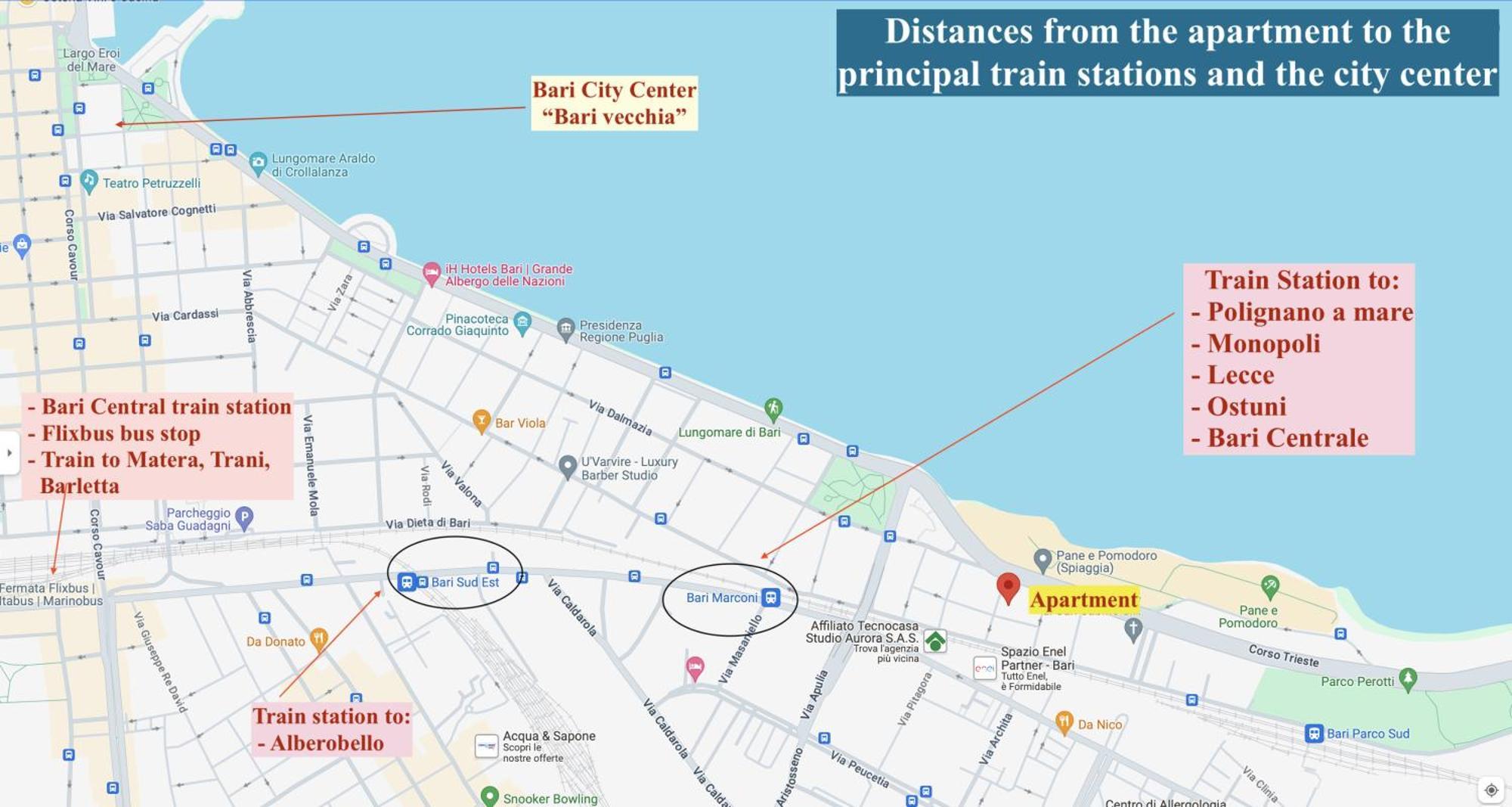 Front Beach Apartment - 3 Bedrooms Bari Bagian luar foto